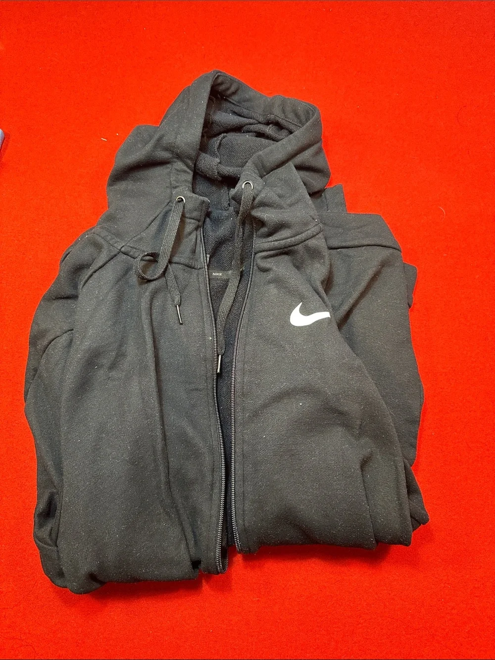 Nike Black Hoodie with White Swoosh Full Zip